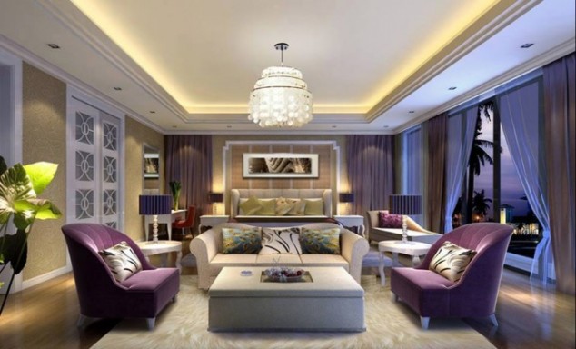 simply stunning modern living room 634x384 16 Stunning Purple Living Room Design Ideas