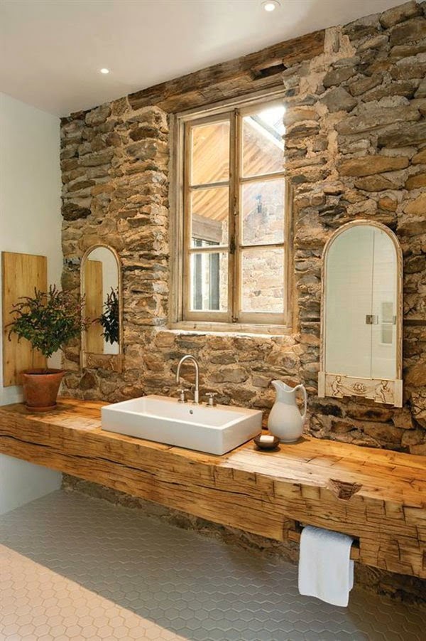 Stone Wall Bathroom 41 1 Kindesign Recycle Old Stuff To Make Small DIY Bathroom Vanities That Are Big On Style