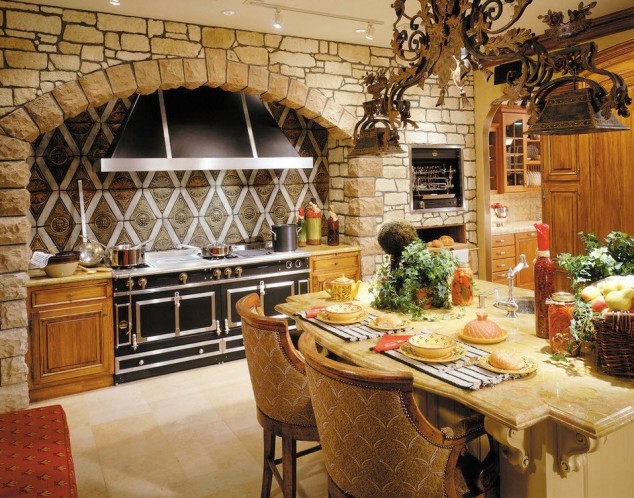 10134 634x498 Feel the Warmth of Rustic Kitchen Designs with Stones and Wood