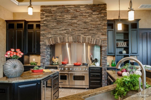 1103 634x420 Feel the Warmth of Rustic Kitchen Designs with Stones and Wood