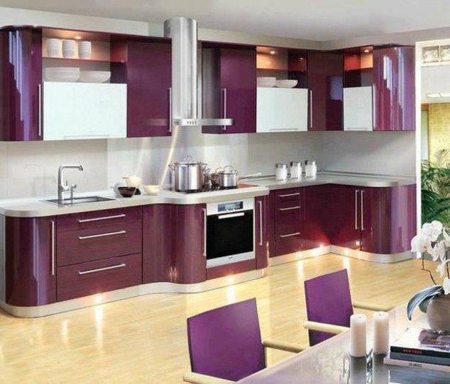 14 Ideas For Modern Colorful Kitchen Décor 2775 purple kitchen island with wooden ceiling beams 1440x900 634x542 14 Ideas For Modern Colorful Kitchen Décor