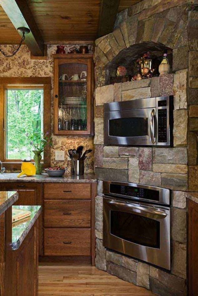 740 espacebuzz557006c8966b6 634x950 Feel the Warmth of Rustic Kitchen Designs with Stones and Wood