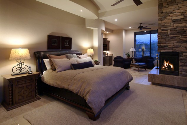 Contemporary Bedroom 2 634x423 15 Elegant And Inspiring Master Bedroom Fireplace Ideas