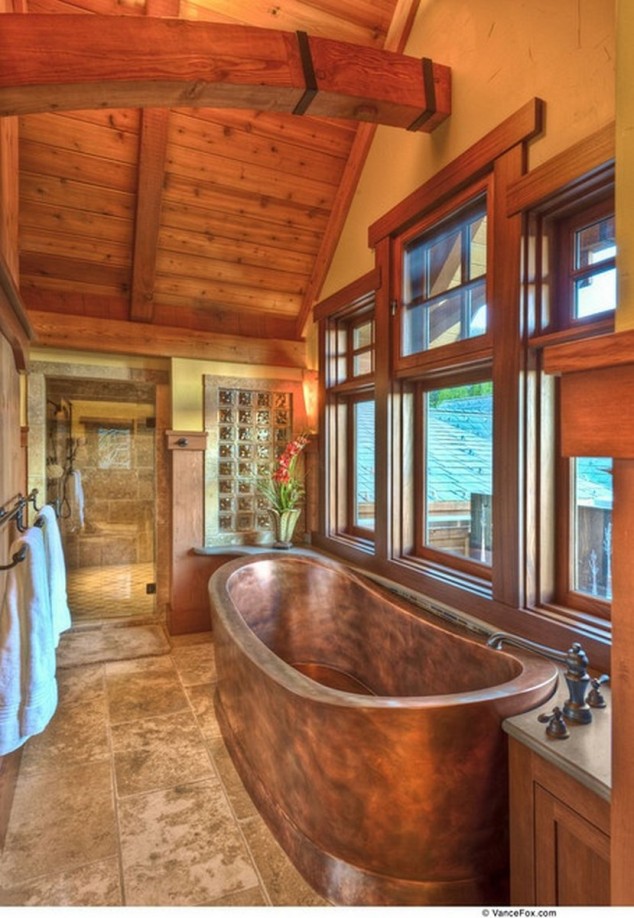 16 Extraordinary Rustic Bathroom Design Ideas Cottage Inspired Bathroom with Copper Tub 634x918 16 Extraordinary Rustic Bathroom Design Ideas