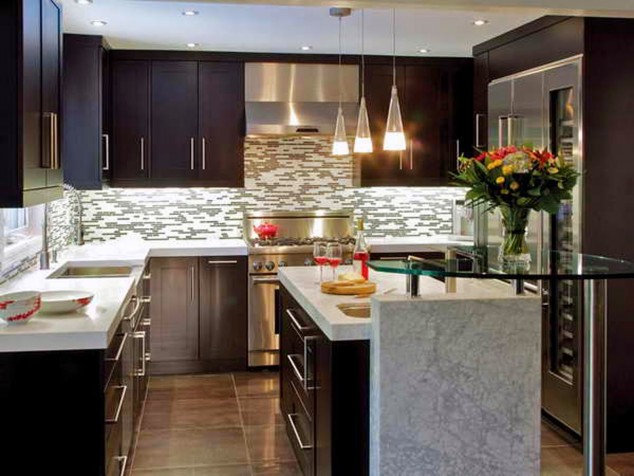 astonishing modern kitchen decorating ideas for small spaces with fantastic backsplash and cool wooden cabinets also gorgeous lighting as well as innovation minimalist kitchen island remodel 634x476 15 Stylish Modern Kitchen Designs That Will Fascinate You