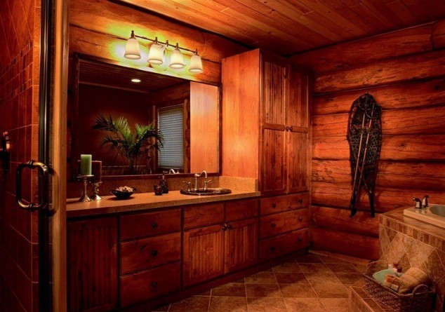 bagno rustico dai colori accoglienti 634x445 16 Extraordinary Rustic Bathroom Design Ideas