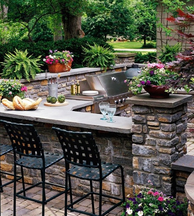 Feel the Warmth of Rustic Kitchen Designs with Stones and Wood barbecue11 634x704 Feel the Warmth of Rustic Kitchen Designs with Stones and Wood