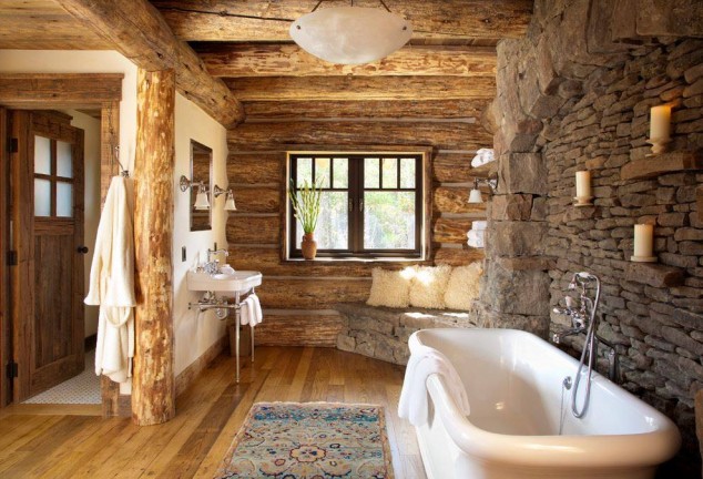 derevyannaya vannaya komnata 59 634x432 16 Extraordinary Rustic Bathroom Design Ideas