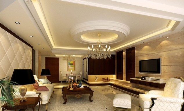 luxurious white plaster ceilings and hidden lights living room living room ceiling lighting interior inspirational ceiling light that makes your room looks amazing 970x586 634x383 16 Admirable Suspended Ceiling Designs To Create An Enviable First Impression
