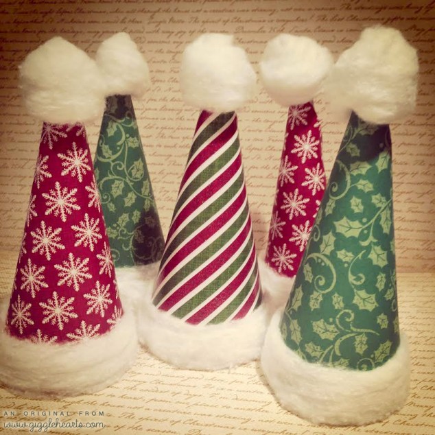 12 Of The Most Creative DIY Paper Crafts That Are Totally Adorable santa paper hats cottonballs 20141 634x634 12 Of The Most Creative DIY Paper Crafts That Are Totally Adorable