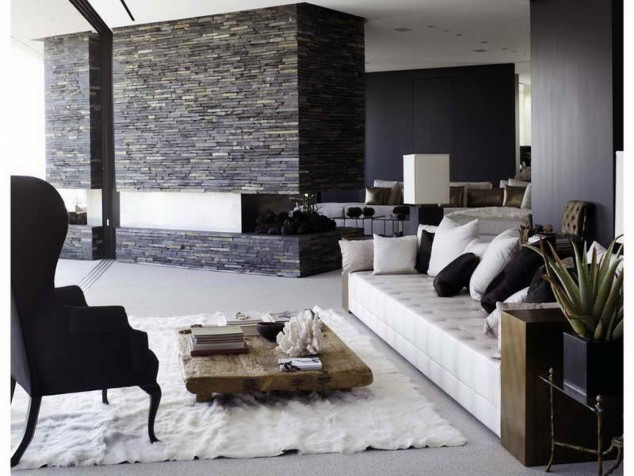 14 Examples Of Sensational Stone And Tile Accent Walls In The Living Room 1920x1440 rooms with sectionals photos with white rug 634x476 14 Examples Of Sensational Stone And Tile Accent Walls In The Living Room