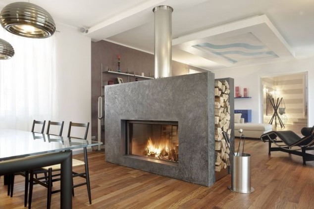 15 Ultra Modern Two Sided Fireplaces That Make A Real Wow Addition In Your Home 790f6fb01ab8715d4566e646edb82bc3 634x422 15 Ultra Modern Two Sided Fireplaces That Make A Real Wow Addition In Your Home