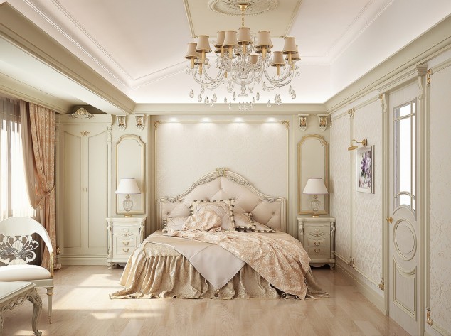 agreeable traditional master bedroom ideas with bedroom crystal chandelier and laminate flooring in bedrooms 634x473 15 Elegant Crystal Chandeliers That Will Take Your Bedroom From Average To Amorous
