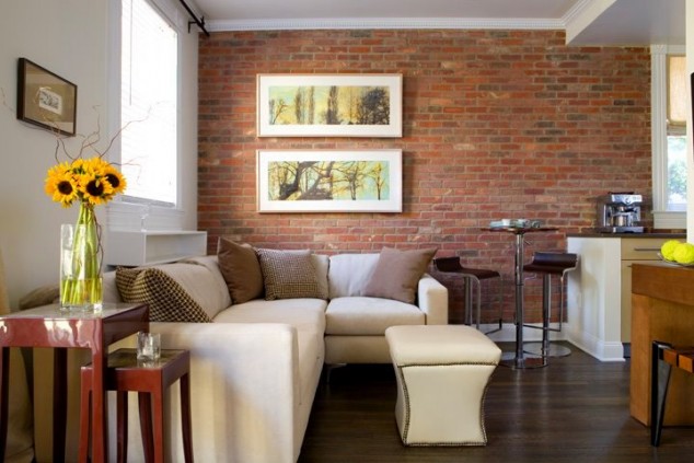 15 Fascinating Accent Brick Walls In The Interior Design That Will Elevate Your Creativity fabrica03 wainscotsolutions brick apt wall lori ludwick indesign via my notting hill blog 634x423 15 Fascinating Accent Brick Walls In The Interior Design That Will Elevate Your Creativity
