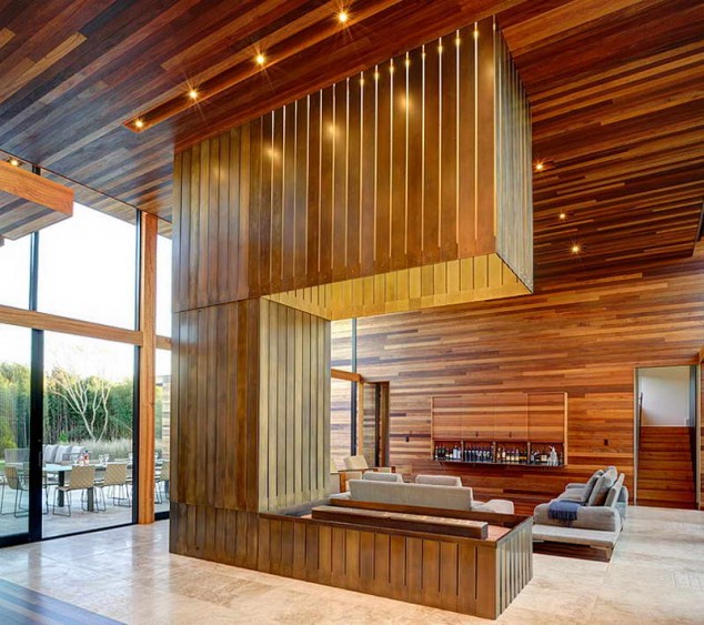 16 Stylish Ideas How To Make The Wood A Dominant Material In Your Modern Interior Design house plans open floor plan with wood walls 634x563 16 Stylish Ideas How To Make The Wood A Dominant Material In Your Modern Interior Design