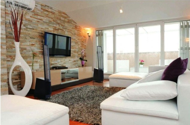 14 Examples Of Sensational Stone And Tile Accent Walls In The Living Room image e1927a6d0529df14eedc4feb07328d8c 1166x766 634x417 14 Examples Of Sensational Stone And Tile Accent Walls In The Living Room