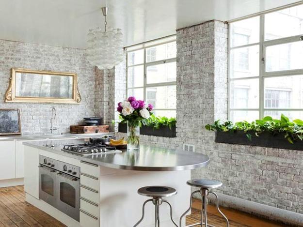modern kitchen dining room white painted brick wall 1 15 Fascinating Accent Brick Walls In The Interior Design That Will Elevate Your Creativity