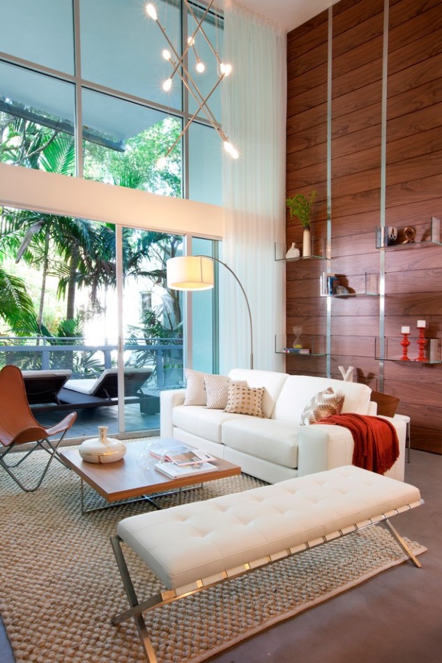 17 Admirable Room Makeovers With Wood Accent Walls modern living room white 634x951 17 Admirable Room Makeovers With Wood Accent Walls