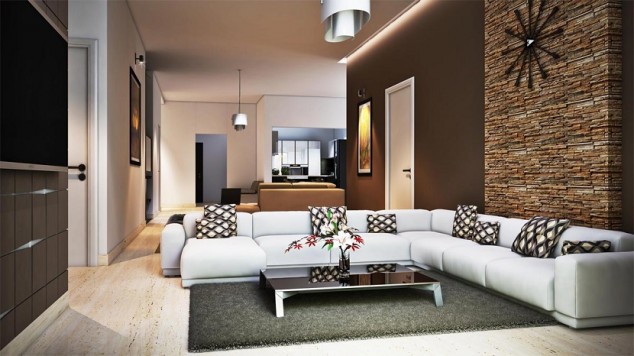 14 Examples Of Sensational Stone And Tile Accent Walls In The Living Room pared de piedra salon 634x356 14 Examples Of Sensational Stone And Tile Accent Walls In The Living Room