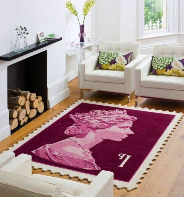 20 Eccentric Carpet Designs That Will Spice Up Your Interior Decor penny stamp rug 634x679 20 Eccentric Carpet Designs That Will Spice Up Your Interior Decor