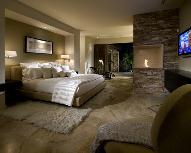 2014 12 08 fireplace2 634x507 16 Contemporary And Modern Bedroom Designs With TV