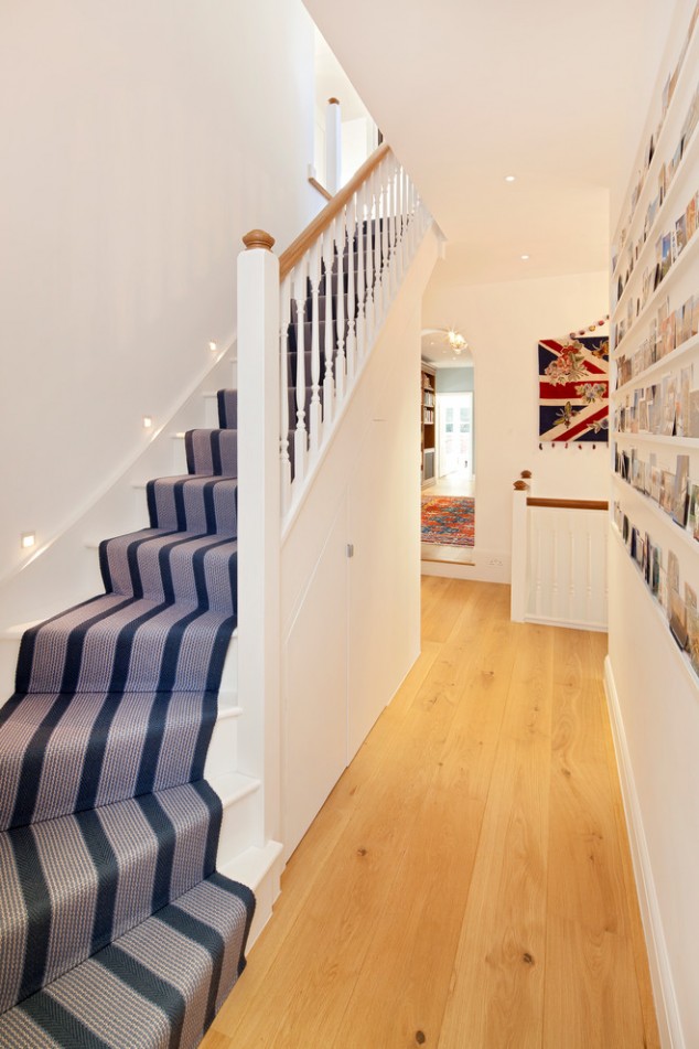 18 Awesome Foyer Designs That Will Help You Personalize Your Entrance Barn Board Wall Staircase Traditional with blue rug 634x951 18 Awesome Foyer Designs That Will Help You Personalize Your Entrance
