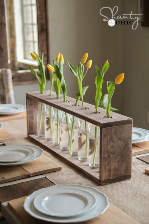 Bottle Vase Centerpiece 12 Creative And Easy DIY Wood Plank Projects To Refresh Your Home