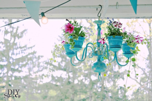 12 Excellent DIY Hanging Planter Ideas For Indoors And Outdoors DIYShowOff chandelier planter1 634x423 12 Excellent DIY Hanging Planter Ideas For Indoors And Outdoors