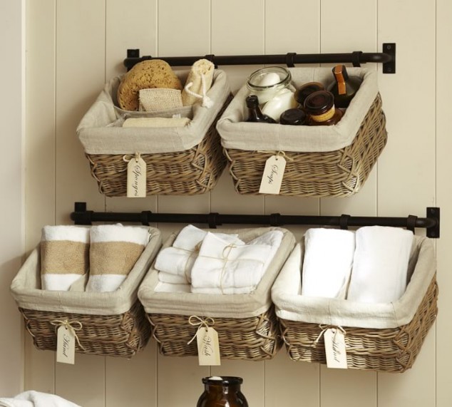 15 Amazing And Smart Storage Ideas That Will Help You Declutter The Bathroom build your own hannah basket wall system o 634x571 15 Amazing And Smart Storage Ideas That Will Help You Declutter The Bathroom