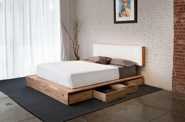 drawerbed hardwood ideas bedroom double bed modern functional brick wall deco 12 Ideas For Beds With Drawers To Get Extra Storage Space In Your Bedroom