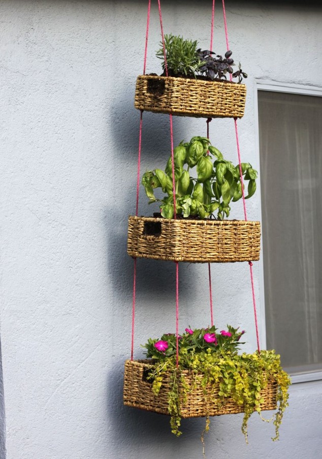 hanging basket garden simple diy 634x903 12 Excellent DIY Hanging Planter Ideas For Indoors And Outdoors