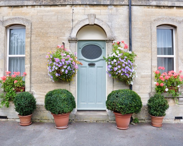 shutterstock 66508435 634x507 15 Gorgeous Front Door Flower Decorations To Inspire You To Personalize Your Home