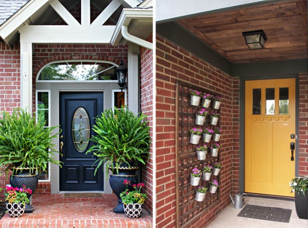 15 Gorgeous Front Door Flower Decorations To Inspire You To Personalize Your Home smart design front door planters 634x470 15 Gorgeous Front Door Flower Decorations To Inspire You To Personalize Your Home