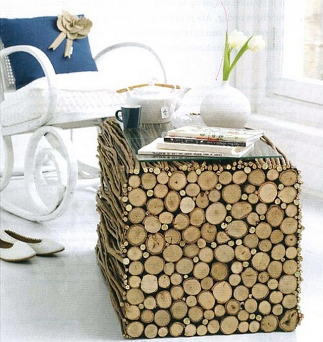 Decoracion de interiores con troncos de madera 3 634x671 15 Fantastic DIY Home And Garden Wood Log Decorations
