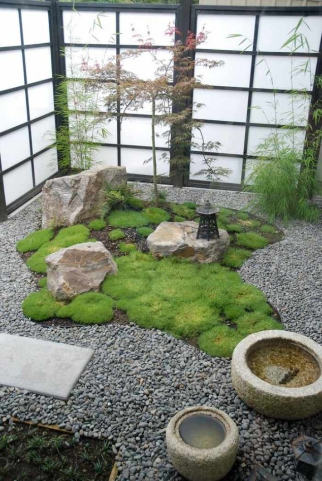 15 Chic And Interesting Ideas For Your Balcony Floor jardin zen C3A9rable japonais mousse galets roches 634x948 15 Chic And Interesting Ideas For Your Balcony Floor