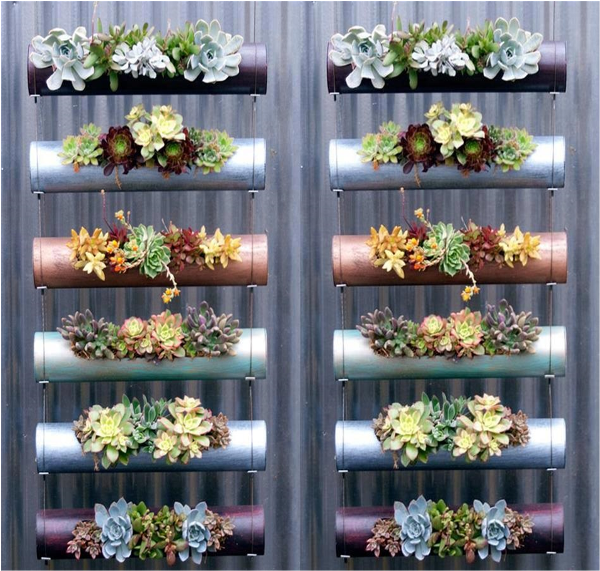 vertical garden 1 12 Original PVC Pipe Planters To Liven Up Your Garden