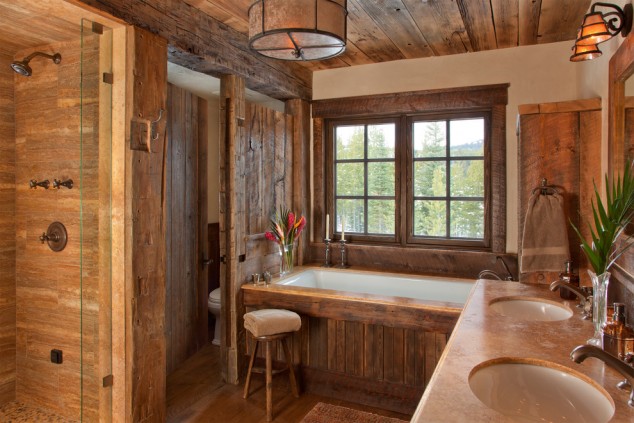 10 Amazing Rustic Bathroom Design Ideas Rustic bathroom 13 inside a mountain lodge 634x423 10 Amazing Rustic Bathroom Design Ideas