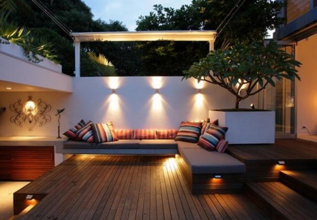 amusing backyard garden designs pictures ideas with wall ceiling lamp modern contemporary design garden lights 790x550 634x441 17 Inspiring Backyard Lighting Ideas