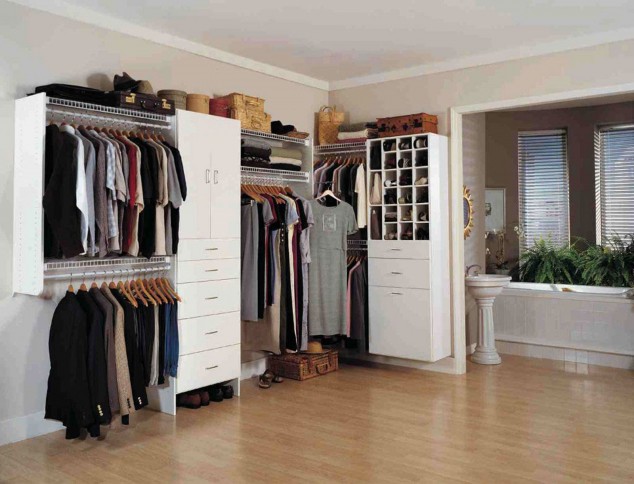16 Мodern Аnd Stylish His And Hers Walk In Closets creative modern walk in closet design idea in white with shoe storage white drawers and colorful clothes amazing modern walk in closet design ideas 634x484 16 Мodern Аnd Stylish His And Hers Walk In Closets