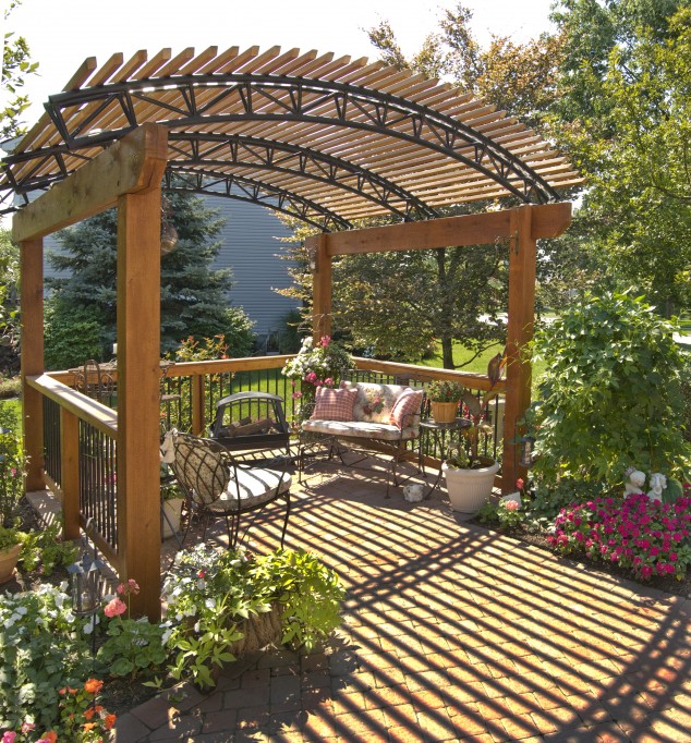 13 Fantastic Pergola Ideas To Get Inspiration From free standing wooden garden pergola by archadeck 634x682 13 Fantastic Pergola Ideas To Get Inspiration From