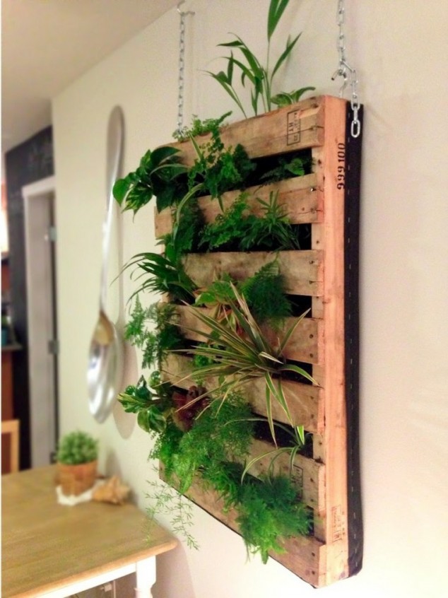 ideas decoracion diy palet plantas 634x846 15 Incredible Ideas For Indoor Herb Garden
