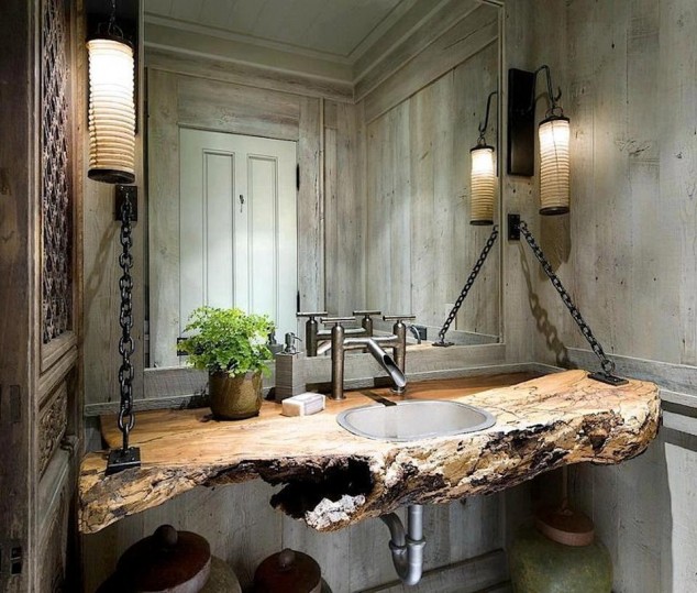 rustic modern bathroom sink 634x539 10 Amazing Rustic Bathroom Design Ideas