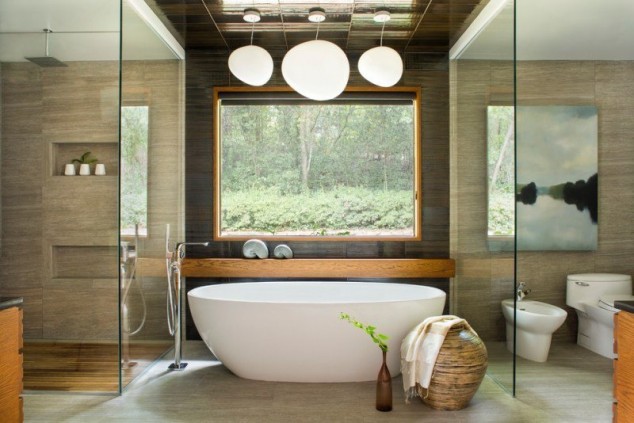 Fenster Anthrazitgrau Steinwand 634x423 17 Asian Bathroom Designs To Give You A Relaxing Experience