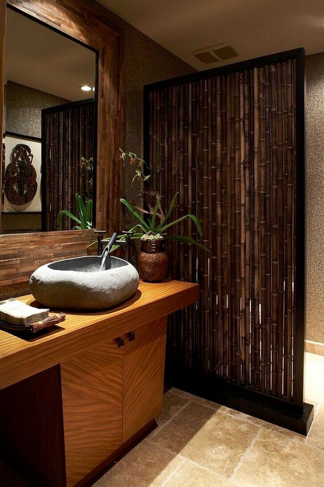 17 Asian Bathroom Designs To Give You A Relaxing Experience custom bamboo divider for the tropical powder room 634x951 17 Asian Bathroom Designs To Give You A Relaxing Experience