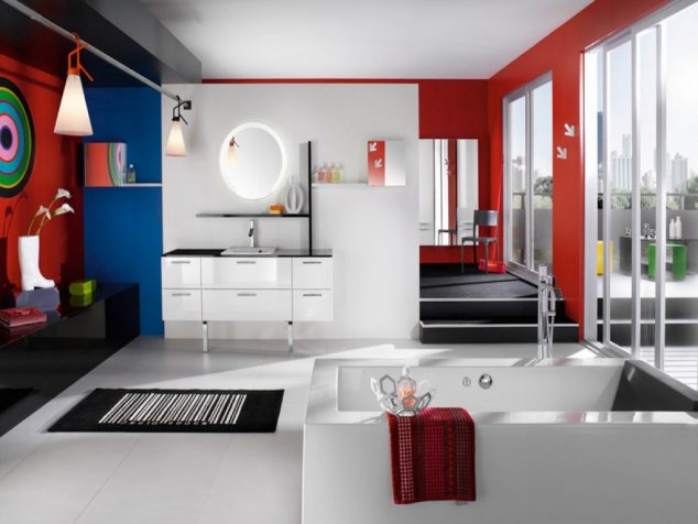 12 Red Accent Bathroom Ideas To Fall In Love With 1600x1200 bathroom colorful modern bathroom for teenage girls with rectangular shaped white bathtub smart bathroom ideas for teenage girls girls bathroom ideas 1046x785 634x476 12 Red Accent Bathroom Ideas To Fall In Love With