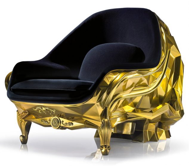 24 carat gold Skull armchair Harow furniture dezeen 936 2 634x557 15 Fancy Armchairs For Your Fancy Room