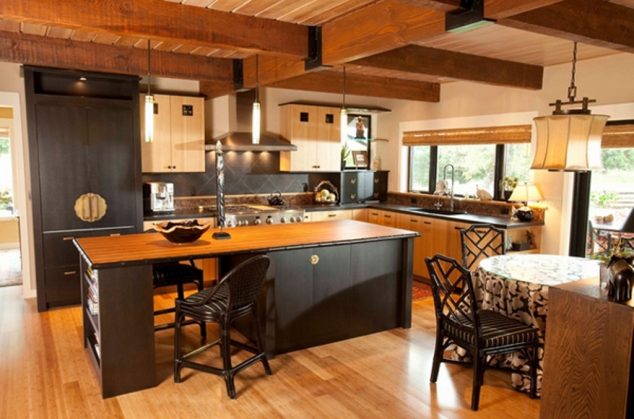 13 Glamorous Asian Kitchen Designs For Better Home Small Kitchen Island Designs for Modern Asian Kitchen Ideas with Wooden Floor and Black Kitchen Island 634x419 13 Glamorous Asian Kitchen Designs For Better Home