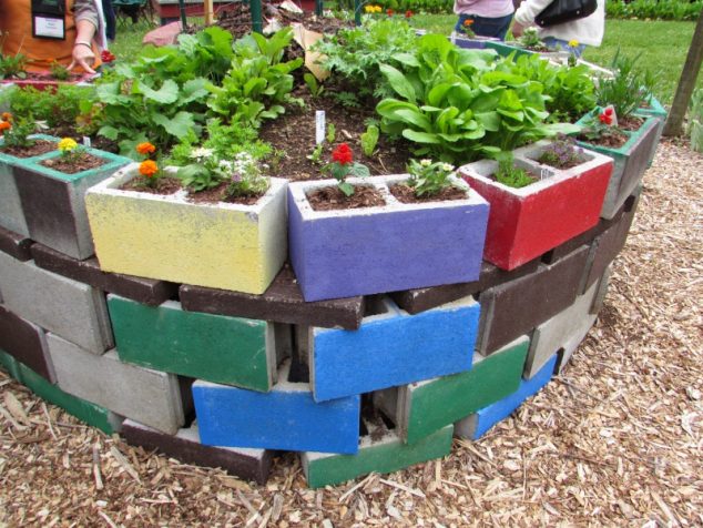 19 Ways How To Build Raised Bed Garden aised Bed Garden Concrete Cinder Blocks 1 634x476 19 Ways How To Build Raised Bed Garden