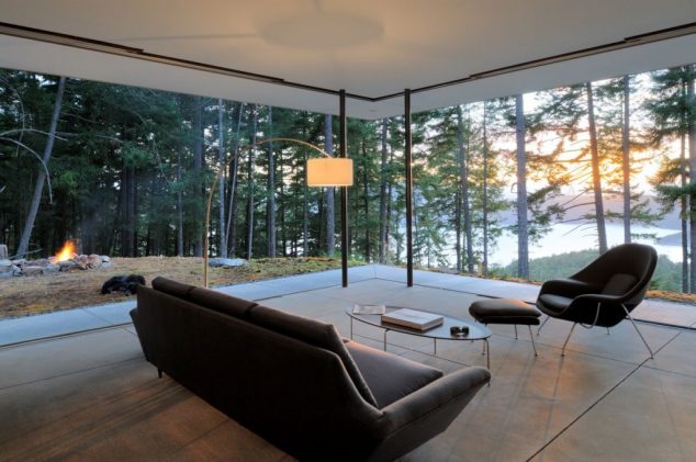 awesome natural home living room design with glass wall view sunrise in morning 634x421 12 Glass Walls Living Room For Luxury Living