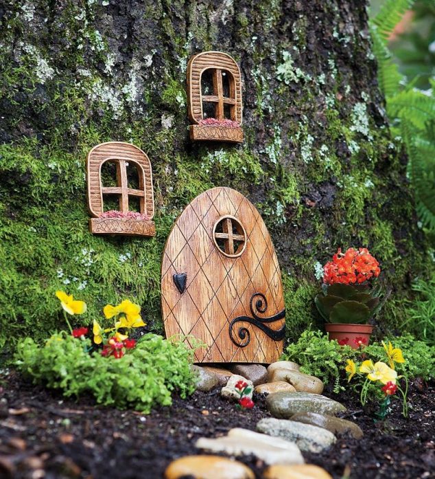 gnome door 634x697 16 DIY Cute Fairy Garden And Fairy Garden Furniture That Will Make You Say Wow